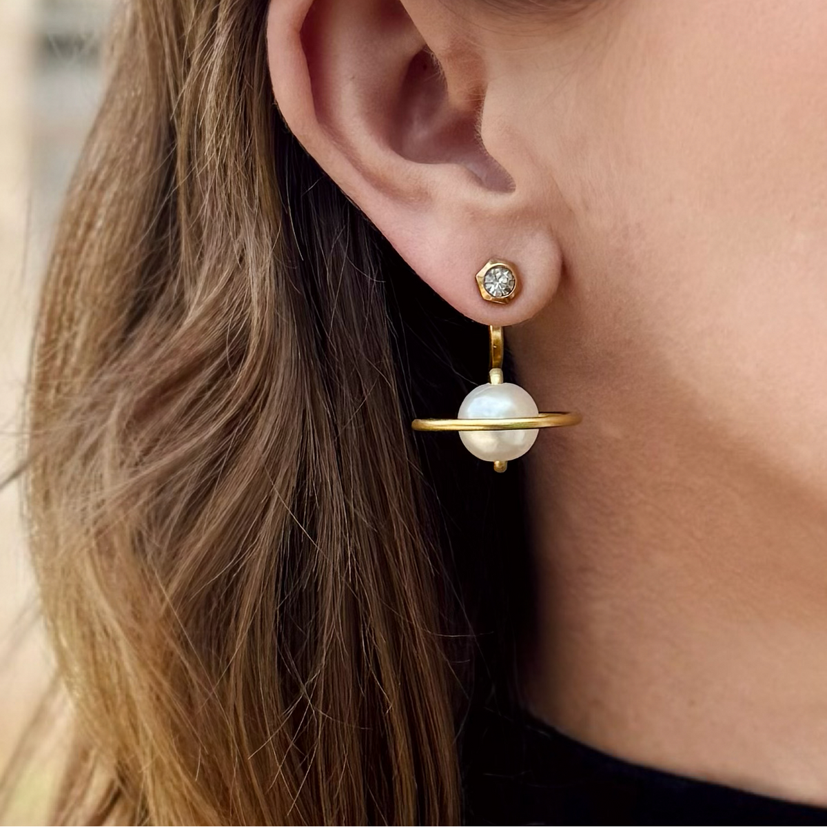 Pearl Saturn Earring Jackets | Liz Fox Roseberry