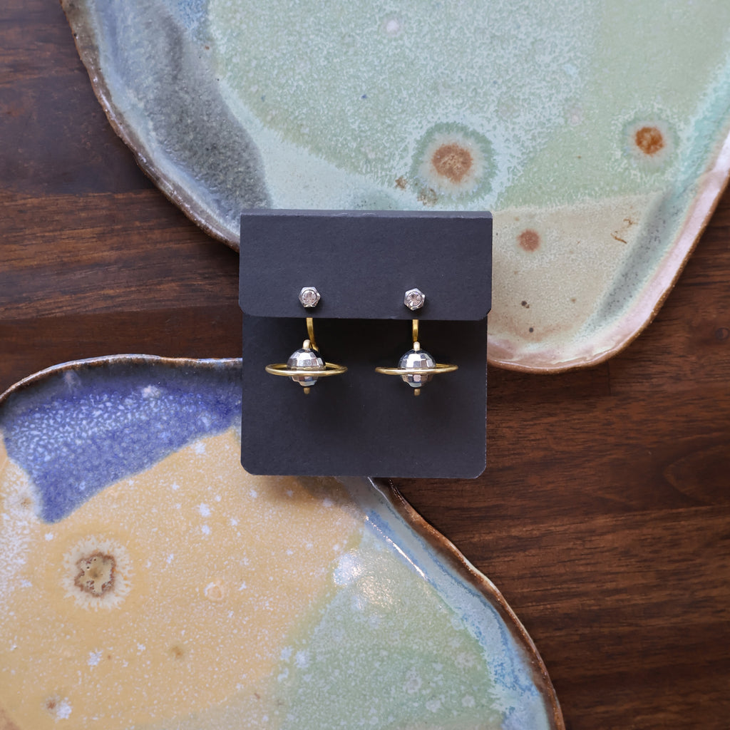 The Disco Saturn, gold, pair of earrings