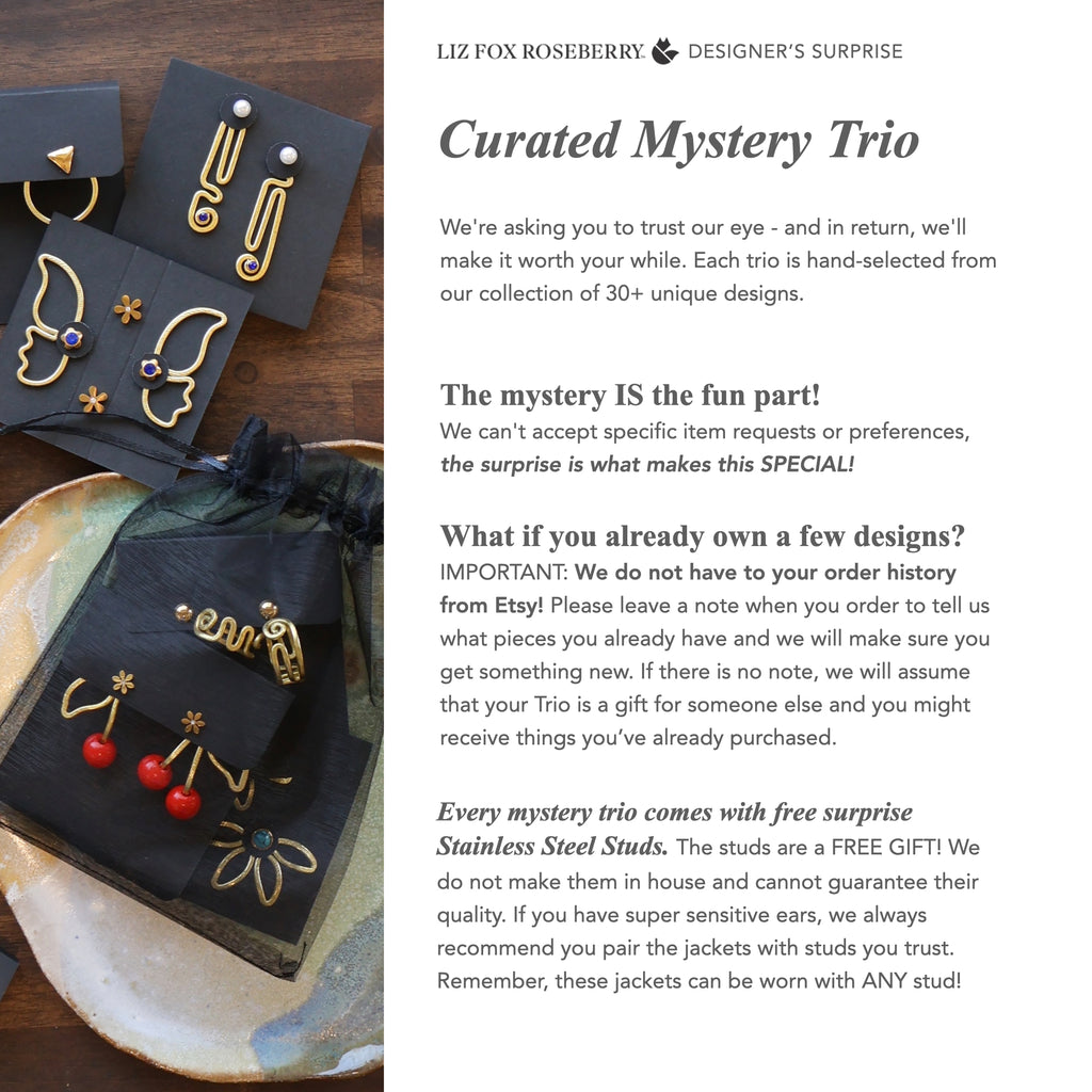The Curated Mystery Trio - trust our eye and in return we will make it worth your while. Each trio is hand-selected from our collection of 30+ unique designs