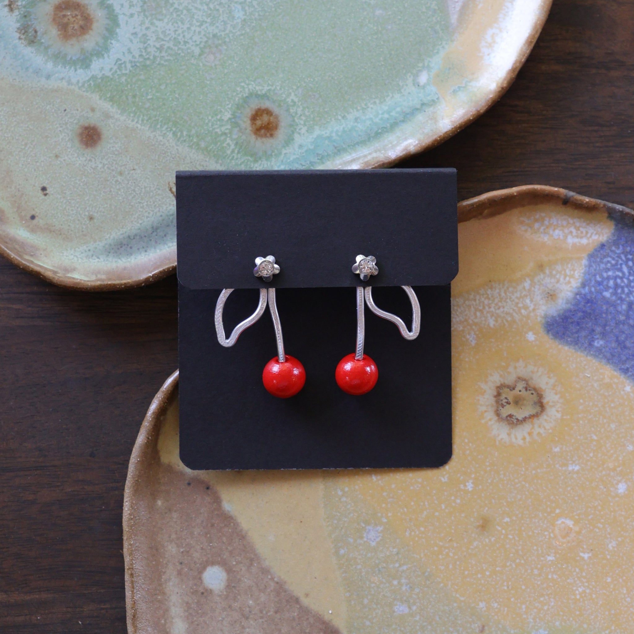 Red Cherry Earring Jackets | Liz Fox Roseberry