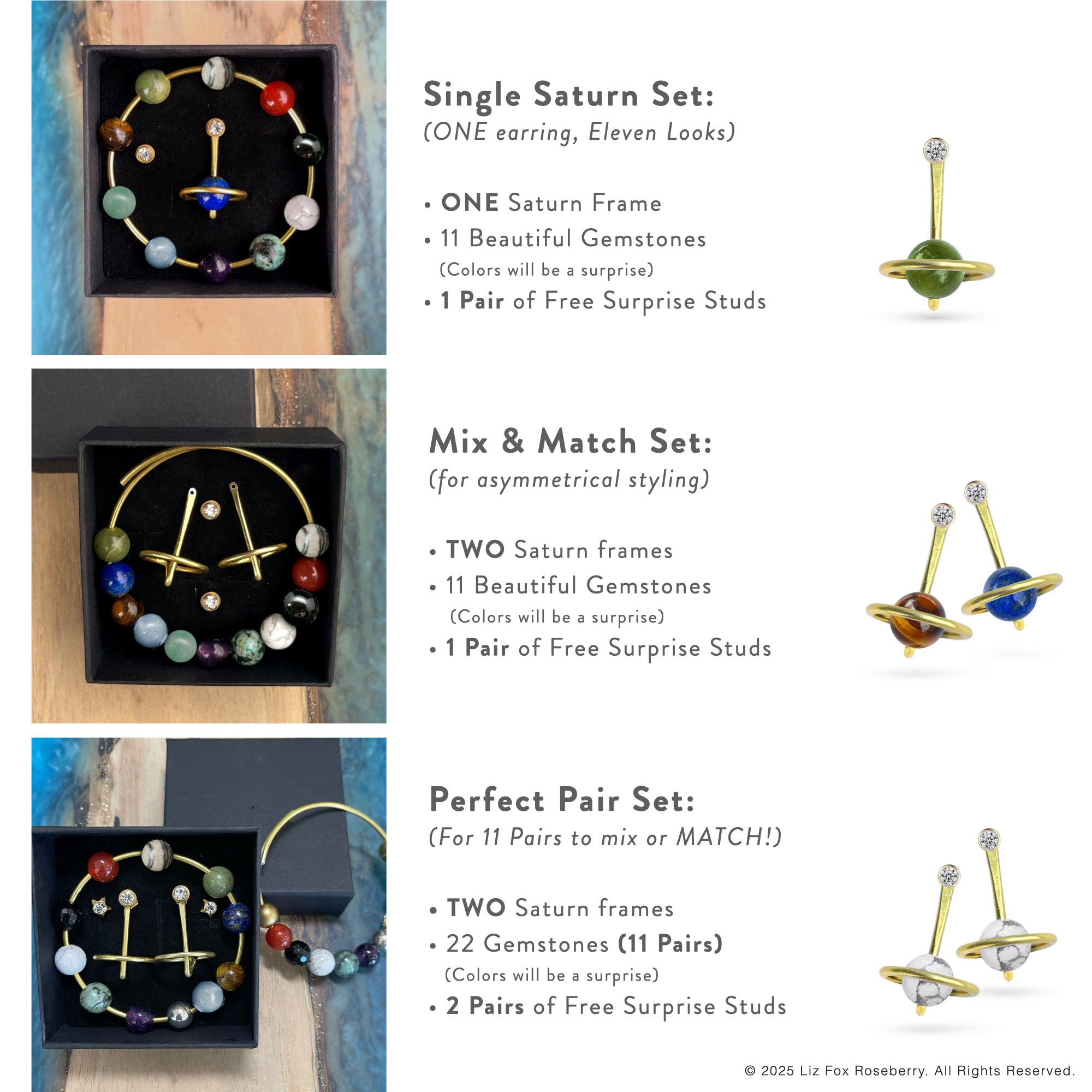 Saturn Drop Earring Jackets | Liz Fox Roseberry
